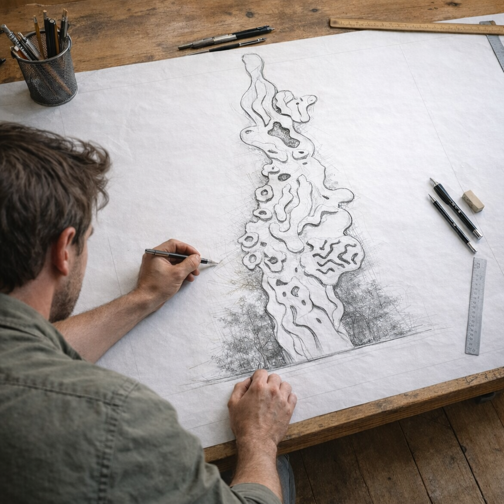 Steve Bickley — original sculpture design drawing